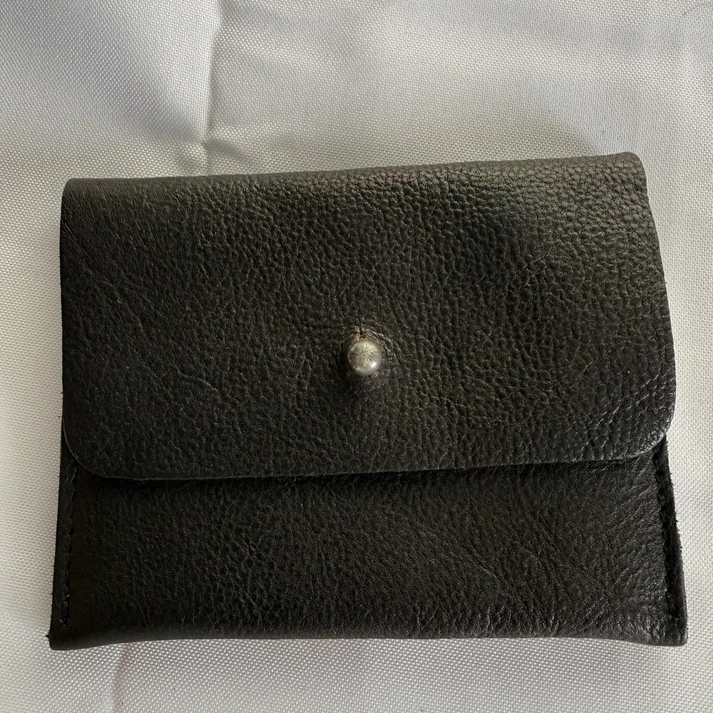 Free People Pulito Mini Wallet Leather Handmade Bi-Fold Pouch Black